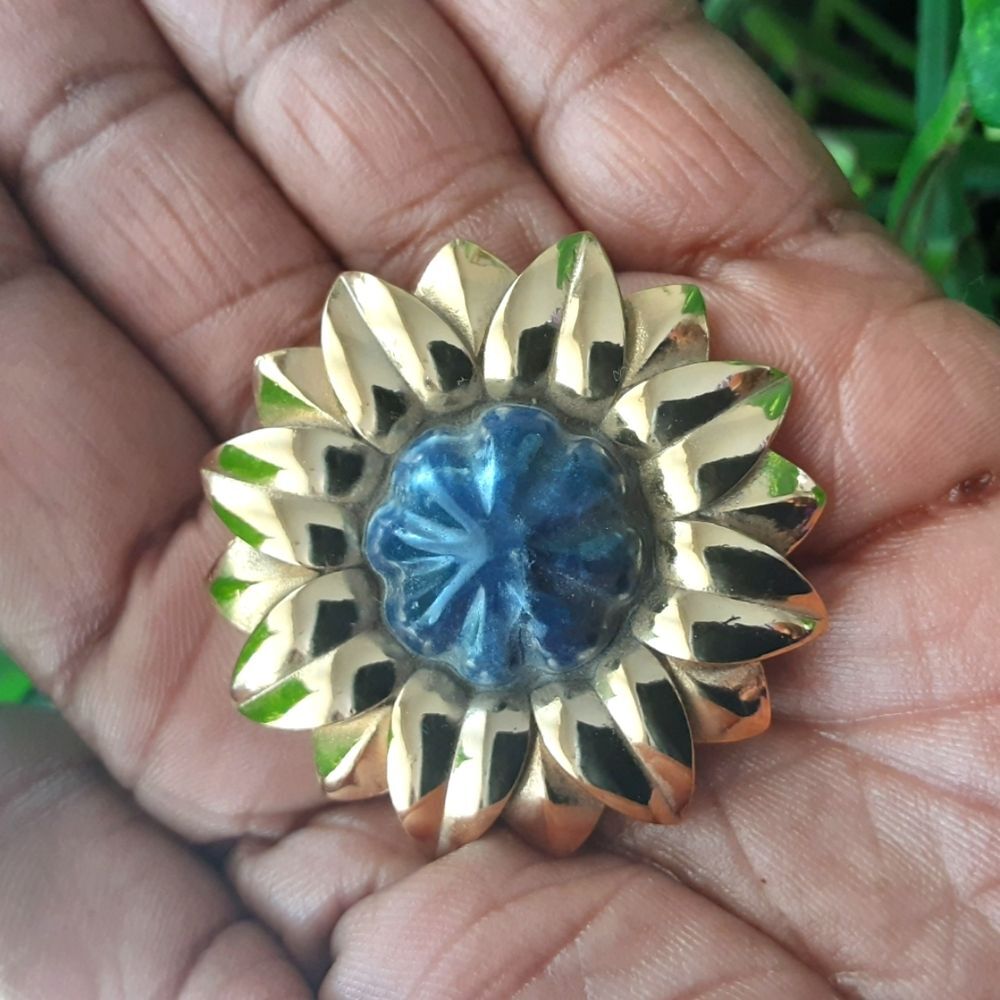 RARE FRANCESCA ROMANA Simulated Lapis Lazuli Gold Plate Flower Brooch - NWT-Vtg